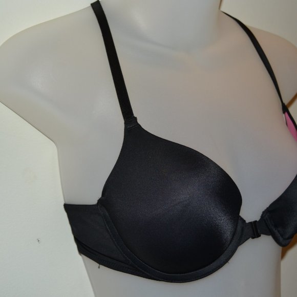 PINK Victoria's Secret 34B Wear Everywhere push-up black front closure bra EUC - Picture 5 of 9
